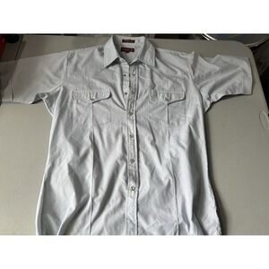 Vtg Sheplers Grey Pearl Snap Western Cowboy Ranch Shirt Mens sz M Short Sleeve